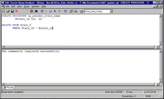 Delete Stored Procedure Stored Procedures Sql Server Sample Chapter 